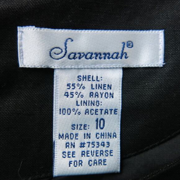 SAVANNAH Sleeveless Linen Dress Size 10 Women Sheath Mid Length Business Black - Picture 8 of 9